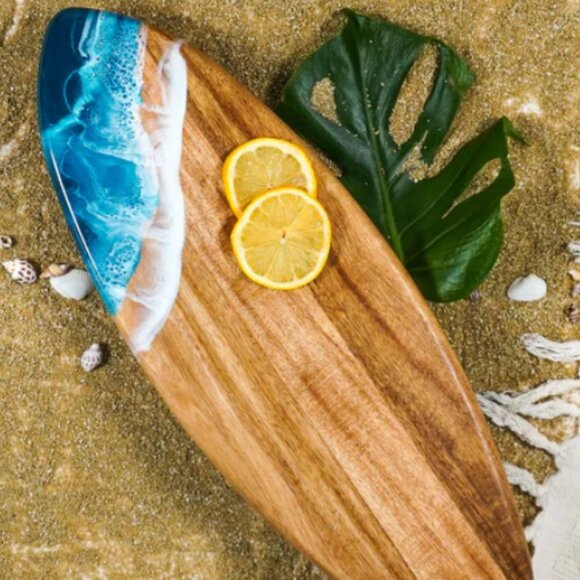 Lynn & Liana acacia Surfboard beach Charcuterie hostess Boards - Picture 2 of 11